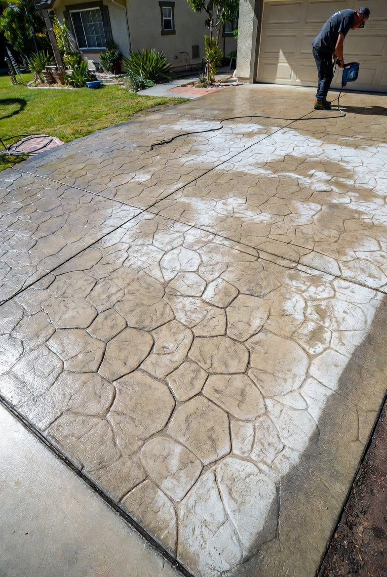 Stamped Concrete Resealing & Surface Refresh
